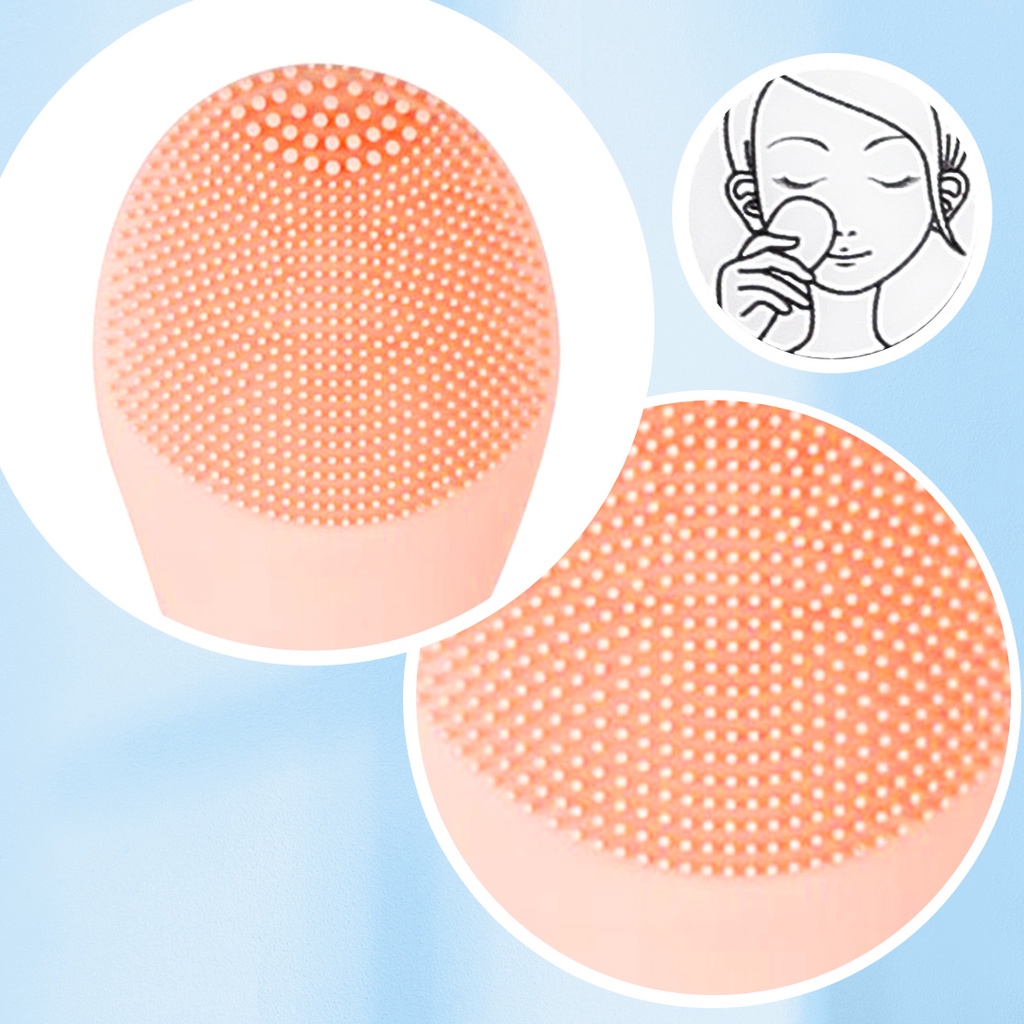 Máy rửa mặt Máy xông mặt silicone VC044 có chân đế hồng MINISO