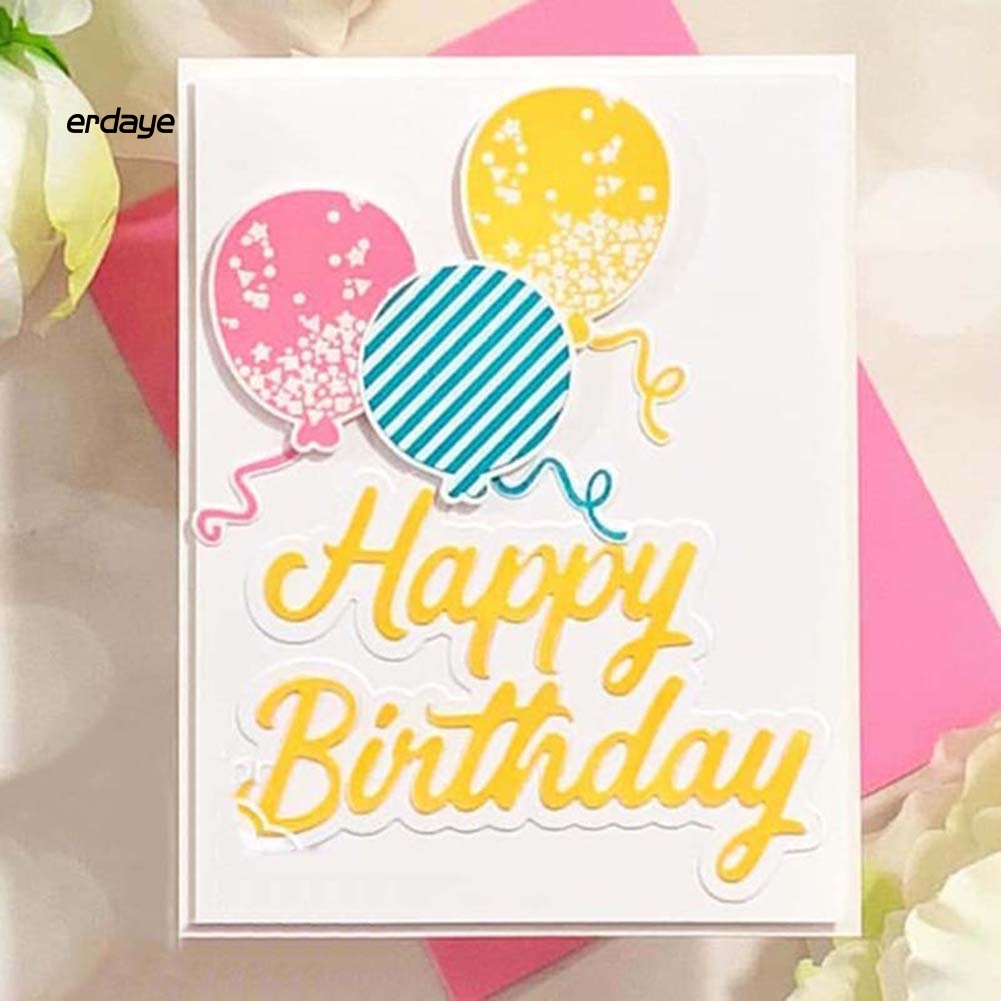 Khuôn Cắt Giấy Làm Từ Kim Loại Hình Chữ Happy Birthday Trang Trí Scrapbook