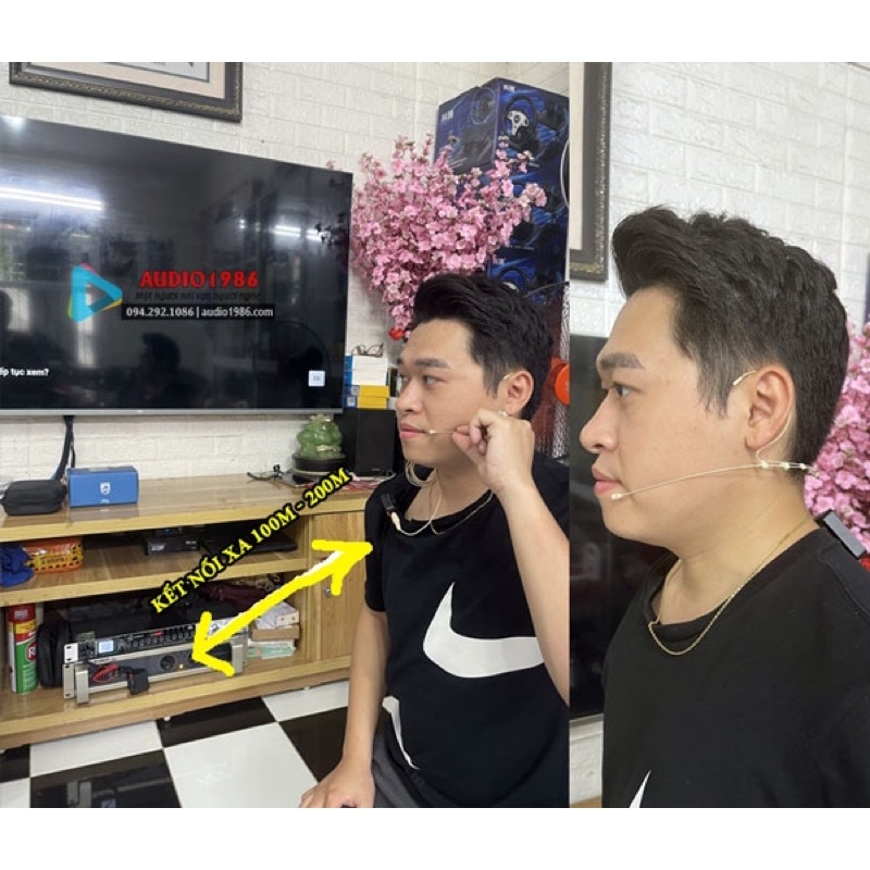 Micro không dây Đeo tai màu da hạt gạo Relacart Mipassport Mi1 Mi2 2.4G Micro Không Dây Di Động kết nối amply loa kéo