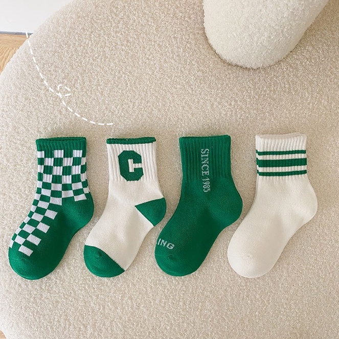 Cheerful Mario 4 cặp Bé trai bé gái Vớ bông Babyboy Babygirl Cartoon Kids Socks