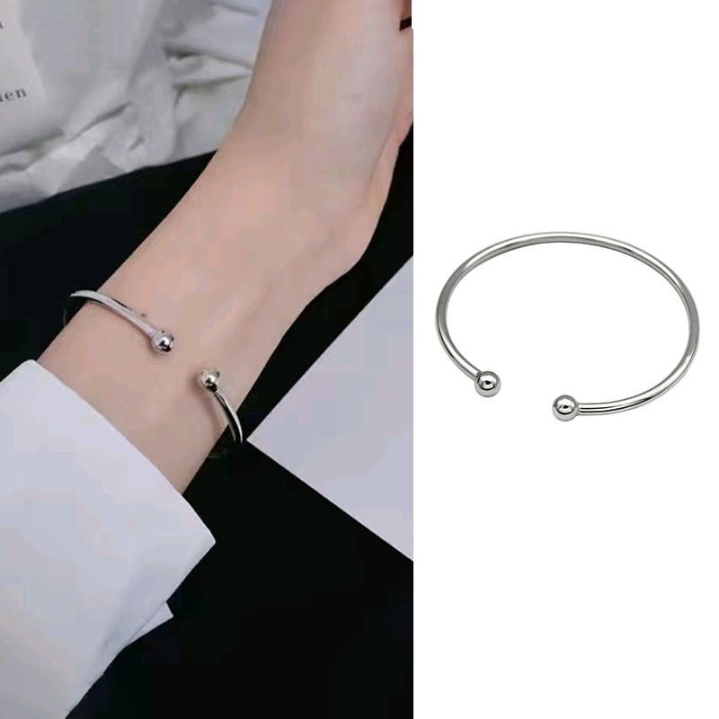 Vòng Tay Dạng Hở Mạ Bạc Thời Trang Đơn Giản Cá Tính