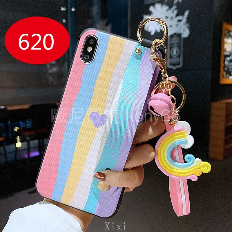 Ốp Điện Thoại Mềm Chống Rơi Họa Tiết Cầu Vồng Có Dây Đeo Cho Oppo Ax5S Ax7 R9S R11S R9 Plus R17 R15 Pro | BigBuy360 - bigbuy360.vn