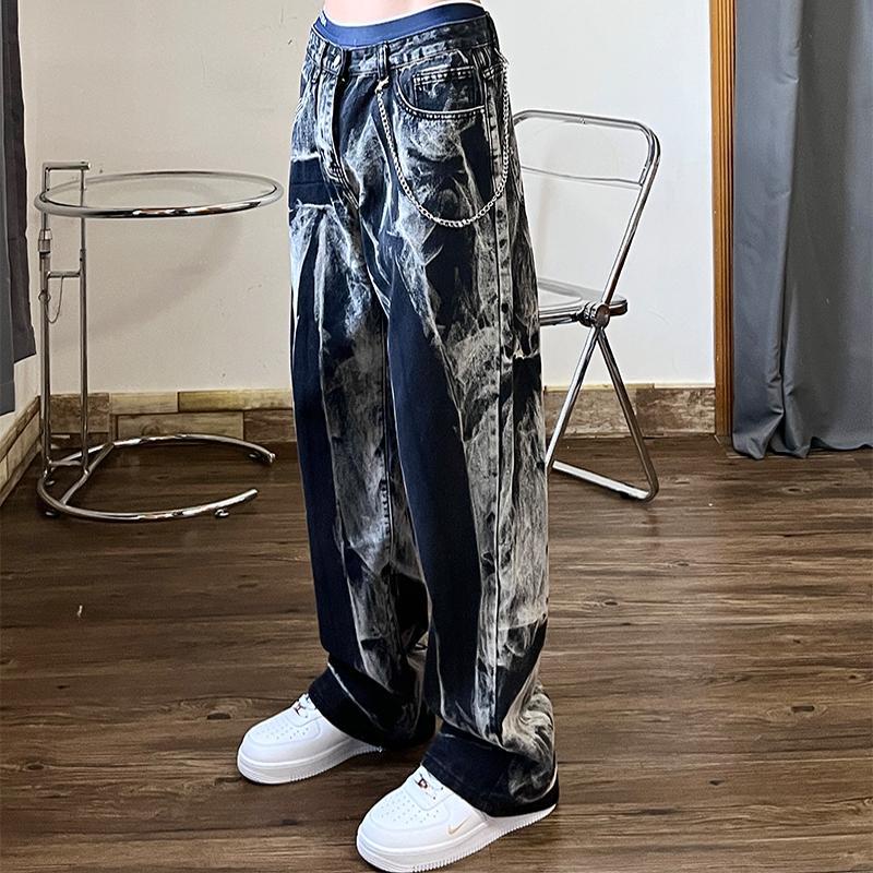 Quần Jeans Ống Rộng Màu Sắc Tương Phản Phong Cách Hip Hop Âu Mỹ Cho Nữ