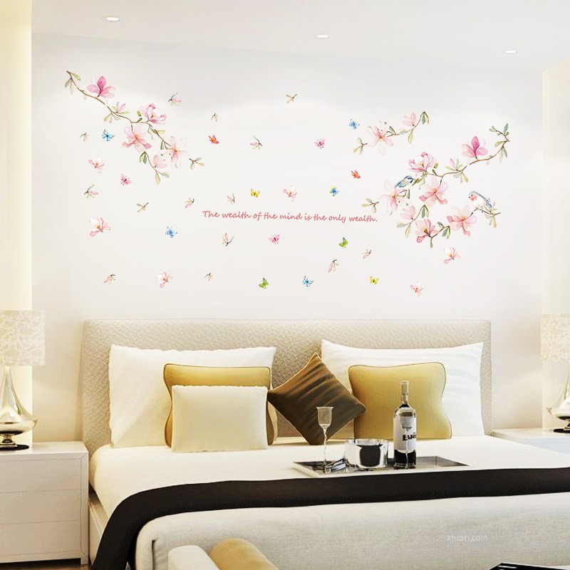 [FREESHIP] Decal dán tường phòng khách Hoa nhí hồng thanh tao trang trí nhà cửa đẹp AmyShop