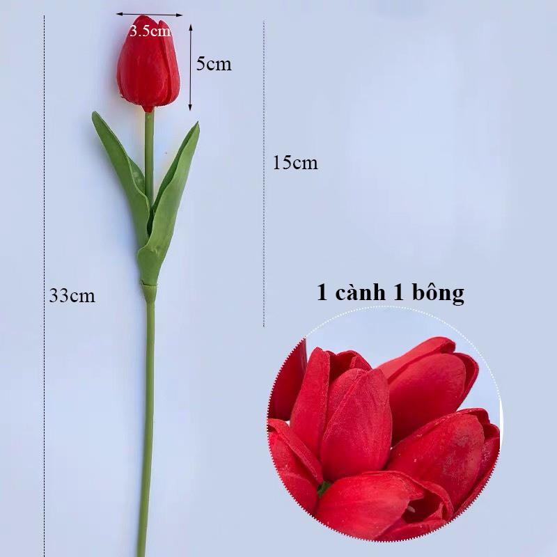 Hoa Giả - Hoa Tulip nhiều màu sắc 33cm trang trí xinh xắn, nhẹ nhàng, phụ kiện decor