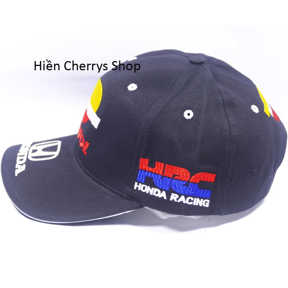 Nón kết tem xe khóa gài xịn Honda - Đen chất liệu Kaki cao cấp oát mềm được họa tiết nổi bật thích hợp cho các bạn trẻ