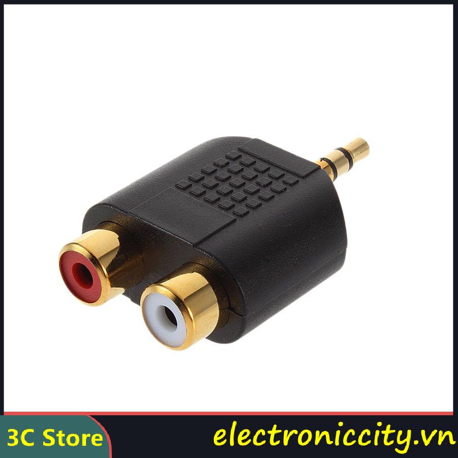 Bộ 3 đầu nối âm thanh mạ vàng 3.5mm sang 2RCA