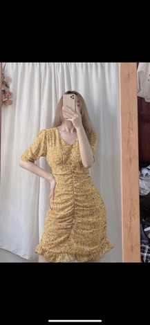 ĐẦM HOA NÚT BỌC NHÚNG KÈM ẢNH THẬT