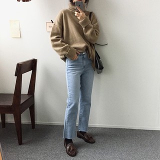 Ulzzang Áo len cổ lọ Oversize M148-1