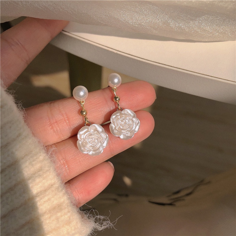 Vòng cổ / Đôi Bông Tai Hình Hoa Tulip Đính Ngọc Trai Thanh Lịch Cho Nữ