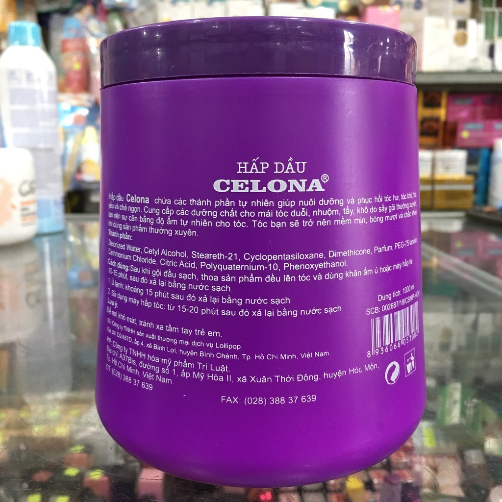 Hấp dầu Celona Collagen & Keratin vẻ đẹp tự nhiên 1000ml - tím