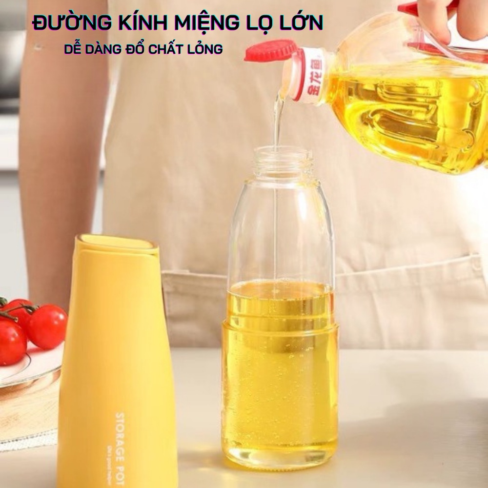 Lọ Đựng Gia Vị, Đựng Dầu Ăn Giấm Ăn, Nắp Mở Thông Minh Chống Tràn