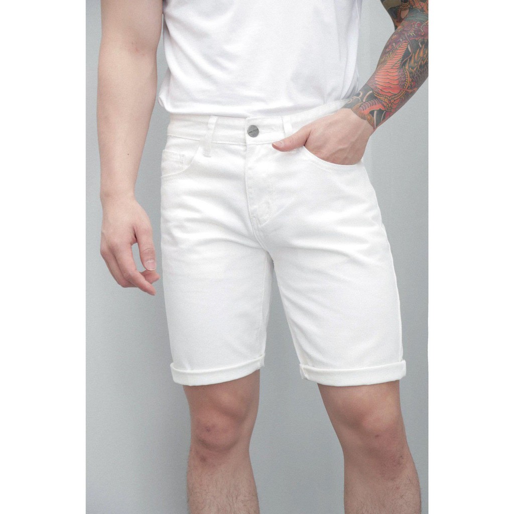 Sỉ Quần Short Jean Nam, Quần Đùi Nam Hai Màu Đen Trắng Chất Bò Cao Cấp Form Slimfit