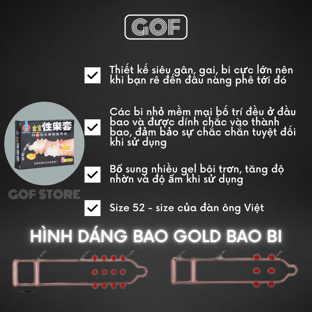 Bao cao su bi lớn Gold Bao bi tăng kích thước Hộp 2C– GoF