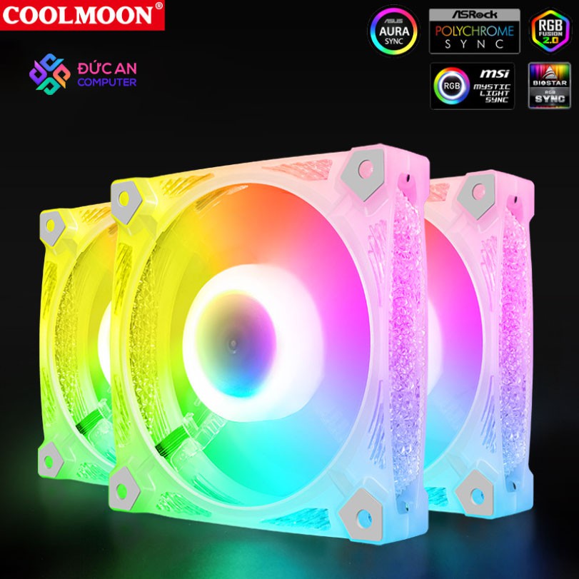 Quạt Tản Nhiệt, Fan Case Led RGB Coolmoon D2 - Đồng Bộ Hub