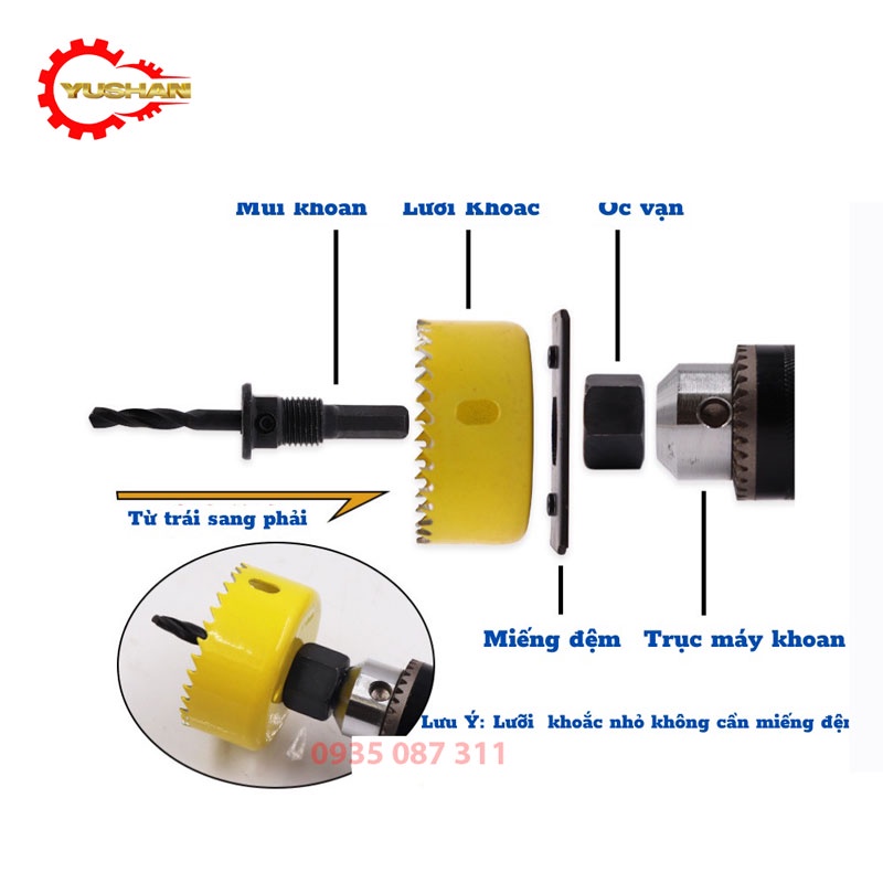 Bộ Mũi Khoét Lỗ Tròn Gỗ Nhựa Trần Thạch Cao YUSHAN Nhiều Chi Tiết