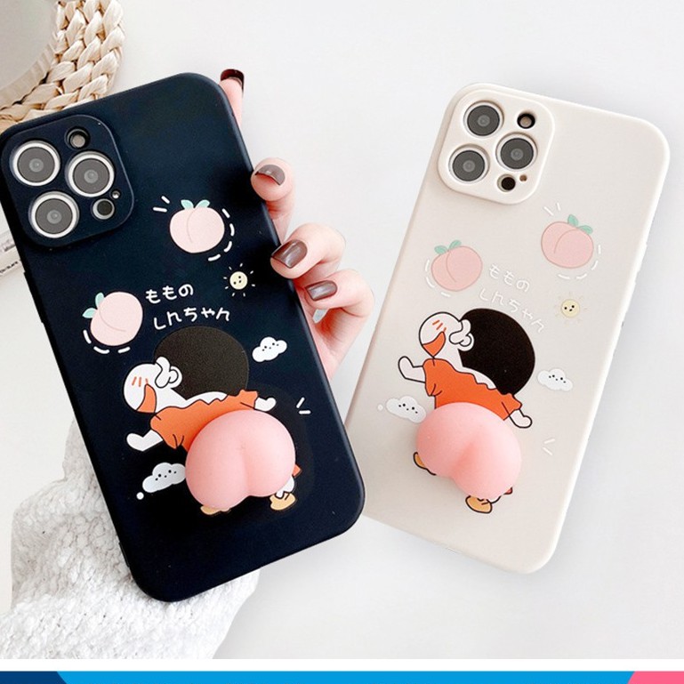 CUTE Ốp lưng iphone mochi cạnh vuông  shin đào bóp 6 / 6s / 7 / 8 / plus / X / XS / XR / 11 / 12 / MINI / PRO / MAX
