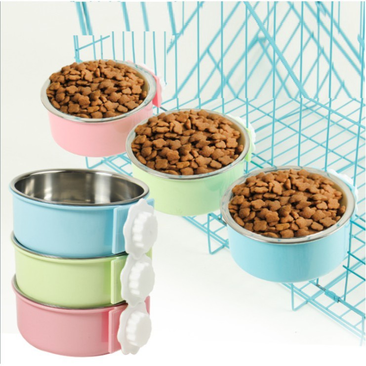 [HCM] Bát ăn nhựa gắn chuồng cho chó mèo hình tròn (không bao gồm bát inox bên trong)