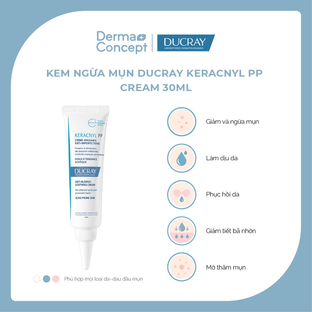 [NHẬP KHẨU]Kem hỗ trợ giảm mụn trứng cá mờ thâm DUCRAY Keracnyl PP Anti-Blemish Soothing Cream Ducray 30ml [CÓ ẢNH THẬT]