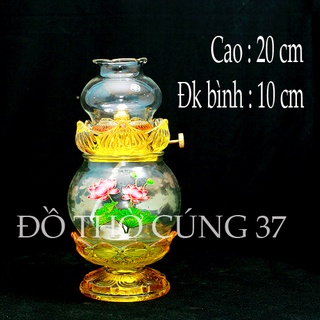 Đèn dầu lưu ly - hồ lô bông sen