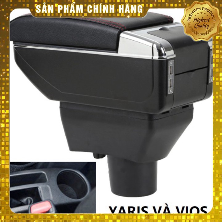 Hộp tỳ tay ô tô cao cấp Toyota Yaris và Vios tích hợp 7 cổng USB 2014- 2020: Mầu Đen và Be AD