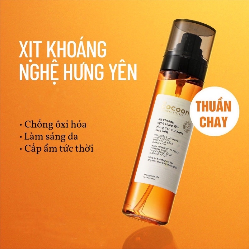 Xịt khoáng nghệ Hưng Yên Cocoon giúp sáng da và ngăn ngừa oxy hóa Cocoon 130ml