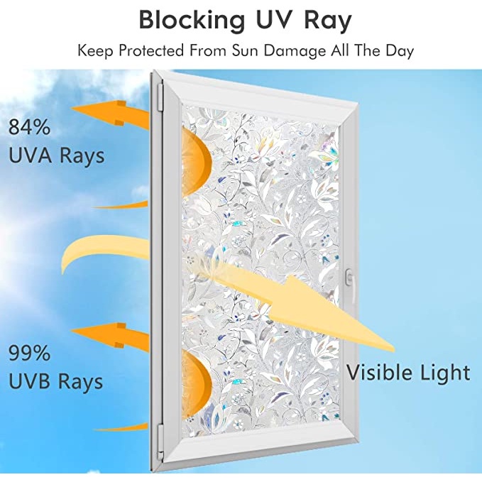 Miếng Dán Cửa Kính Phòng Khách / Ngủ / Tắm Hình Hoa Tulip Kích Thước 45 * 100CM Chống Tia UV Có Thể Tháo Rời Tiện Dụng