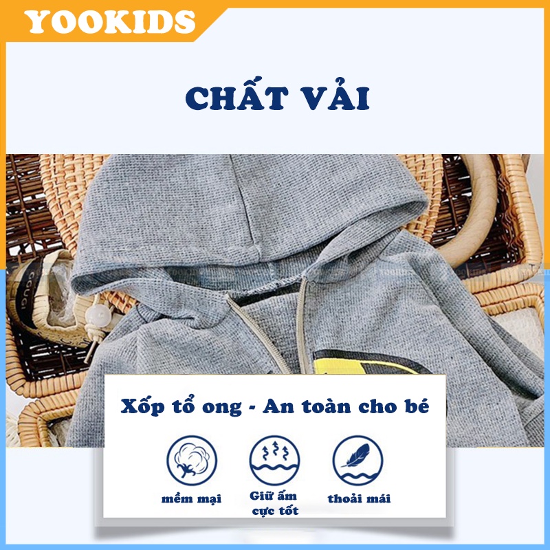 Bộ thu đông bé trai YOOKIDS chất xốp tổ ong mềm min dày ấm in hình siêu nhân người nhện cho bé 1 2 3 4 tuổi