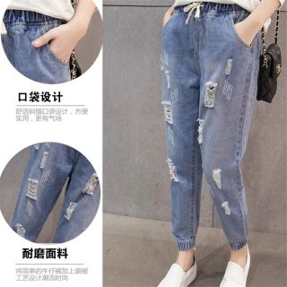 Quần bò baggy cạp chun