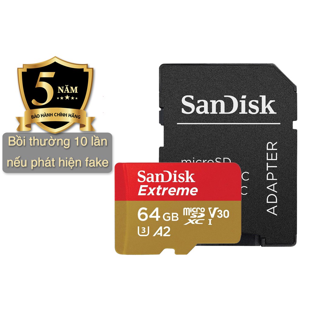 Thẻ Nhớ MicroSD SanDisk Extreme U3/V30 32/64/128GB,Bảo hành 5 năm, cam kết chính hãng 100% phát hiện fake đền gấp 10 lần