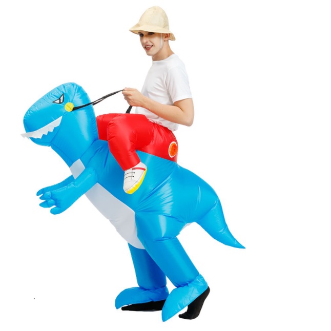 Bộ Đồ Cosplay Khủng Long T-Rex Bơm Hơi Cho Trẻ Em và Người Lớn Vui Nhộn mùa HALLOWEEN Giáng Sinh Cosplay