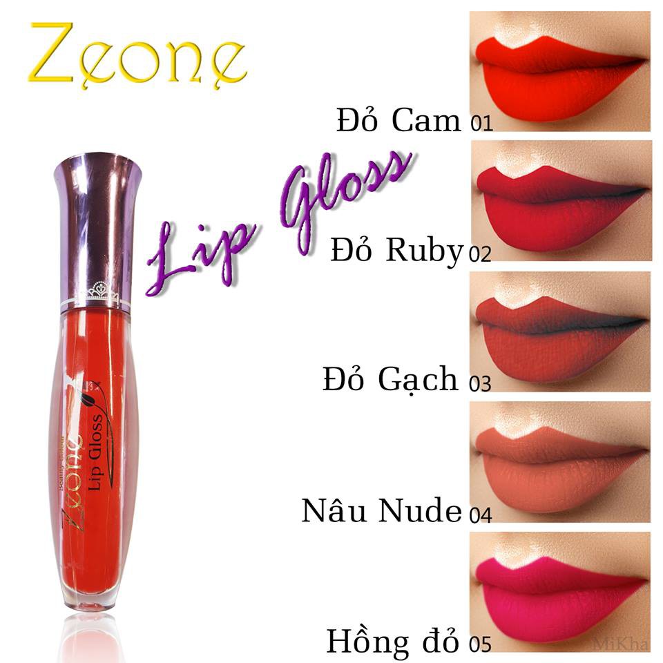 Son Kem Lì Zeone Lip Gloss - Màu 02: Đỏ Ruby