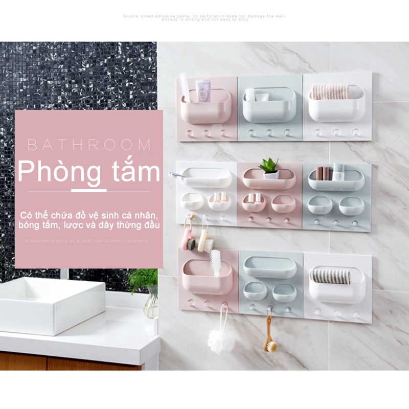 [HCM]Giá lưu trữ nhà bếp, kệ treo tường, hộp lưu trữ treo tường phòng ngủ, giá lưu trữ, kệ, đấm lưu trữ（Ba lỗ）