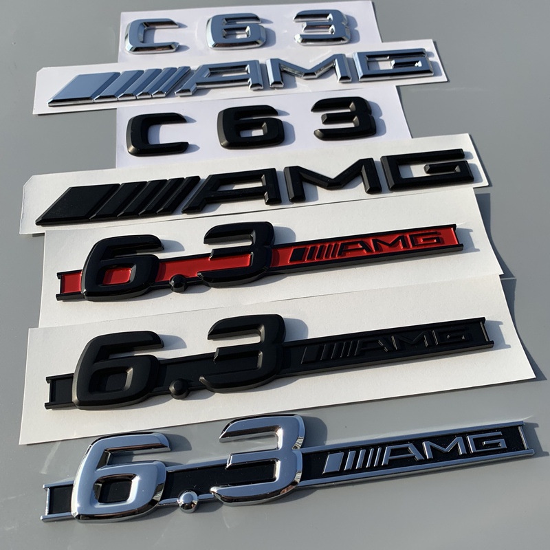 Thích hợp cho benz benz C63 Logo ô tô C-Class Sửa đổi AMG Word Logo 6.3 AMG Fender Logo bên Logo đuô