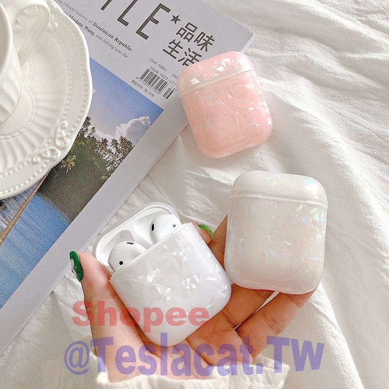 🔥Vỏ bảo vệ hộp sạc tai nghe airpods Pro 1 2 màu trắng trơn đính ngọc trai đơn giản