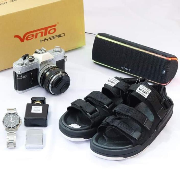 [VENTO Vietnam] Sandal Vento Nam Nữ Unisex H1001 F7 Black White Đế Bánh Mì [Đế IP cao 3cm] -h91