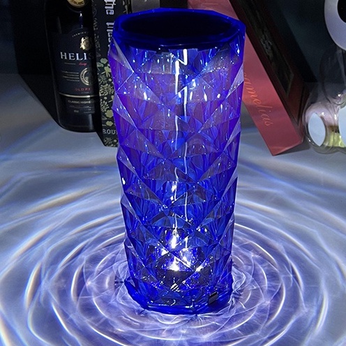 Đèn ngủ led hiệu ứng hoa hồng pha lê Tây Ban Nha, hình trụ cảm biến 16 màu, có điều khiển từ xa điều chỉnh được độ sáng