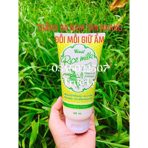 (Hàng chuẩn ) Sữa rửa mặt Gạo Thái Lan giúp dưỡng trắng da tuýp 180ml