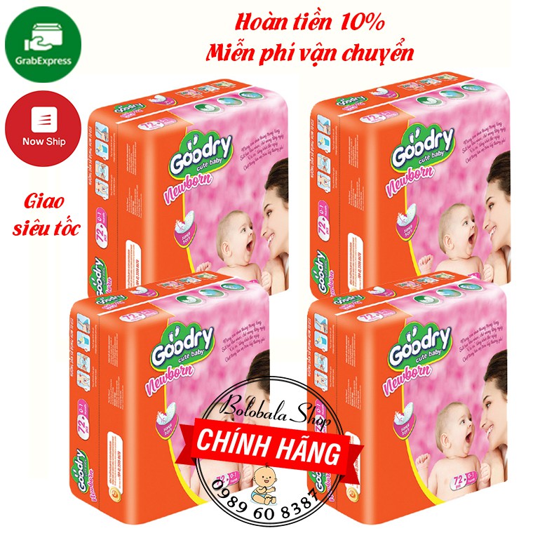 Combo 4 gói Miếng lót sơ sinh Goodry 72 miếng Newborn 1