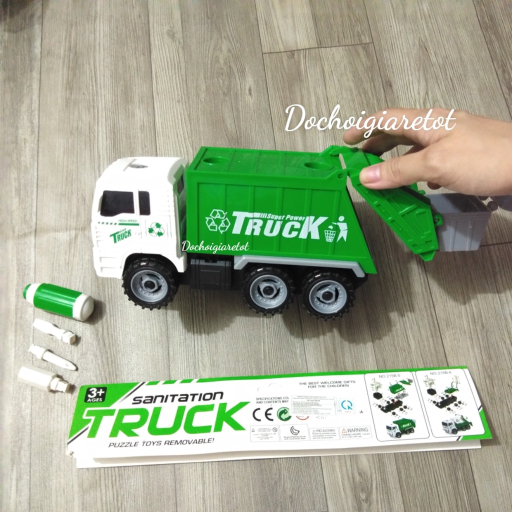 Xe Đồ Chơi Chở Rác Chạy Trớn Có Thể Tháo Lắp Kèm Bộ Tua Vít Đa Năng