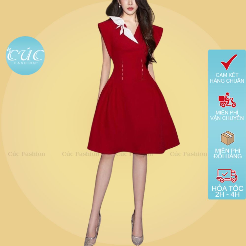 Đầm nữ Cúc Fashion babydoll đẹp vải chất lụa cao cấp trắng nữ nhiều màu đi dự tiệc váy liền thân hoa trắng cổ VX703