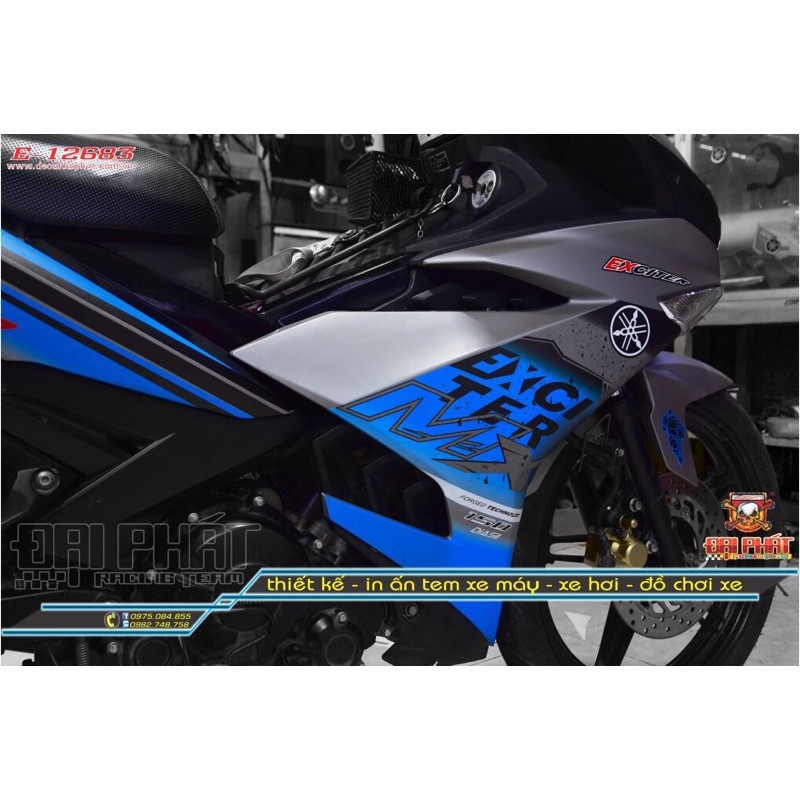 Tem Trùm Xe Exciter 150 MX Xám Xanh Nhám Mã sản phẩm E-12683