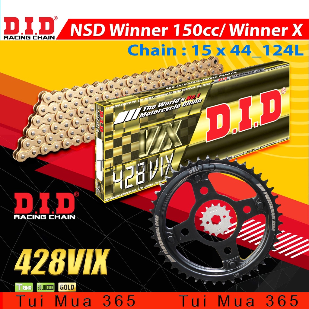 Bộ Nhông Sên Đĩa Winner 150, Winner X Phốt Cao Su Vàng 428 VIX T-ring Cải Tiến Mới Của Huyền Thoại TFX Khóa Cài