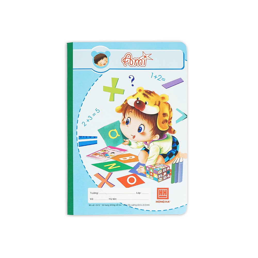 Vở 4 ô ly Hồng Hà 80 Trang school Ami 0515 - Giấy có độ trắng tự nhiên chống lóa mắt chống mỏi mắt khi đọc viết