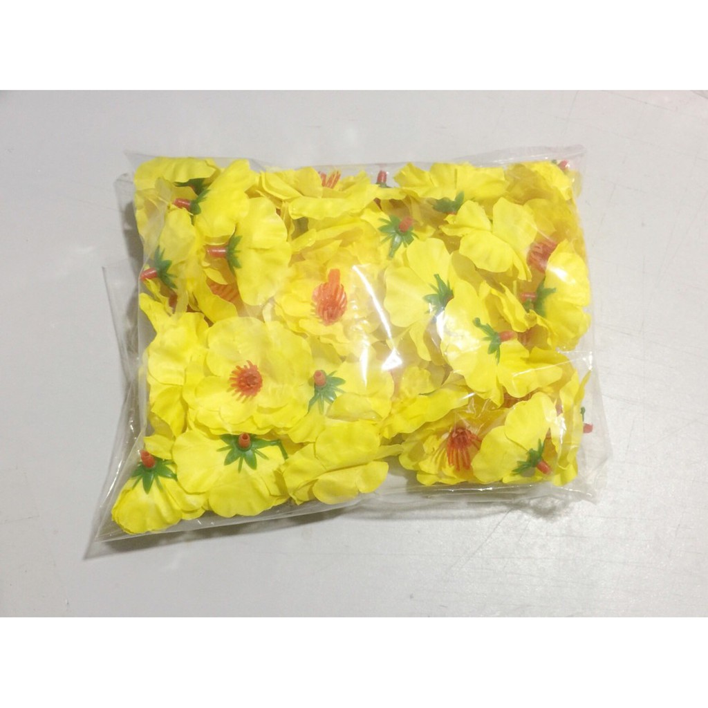 50 bông hoa đào,mai vải trang trí Tết