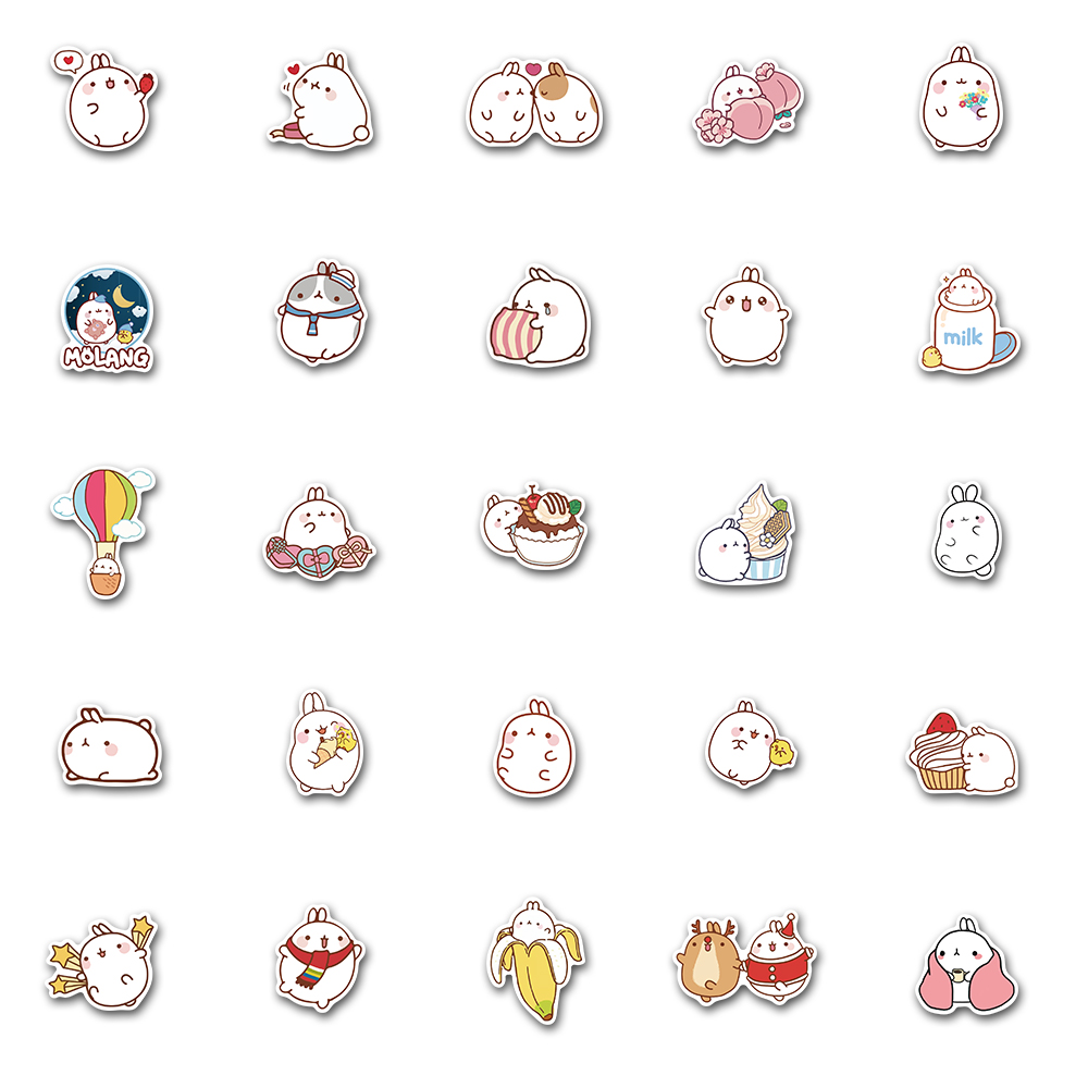 Set 50 nhãn dán họa tiết hoạt hình trang trí thủ công chống nước độc đáo