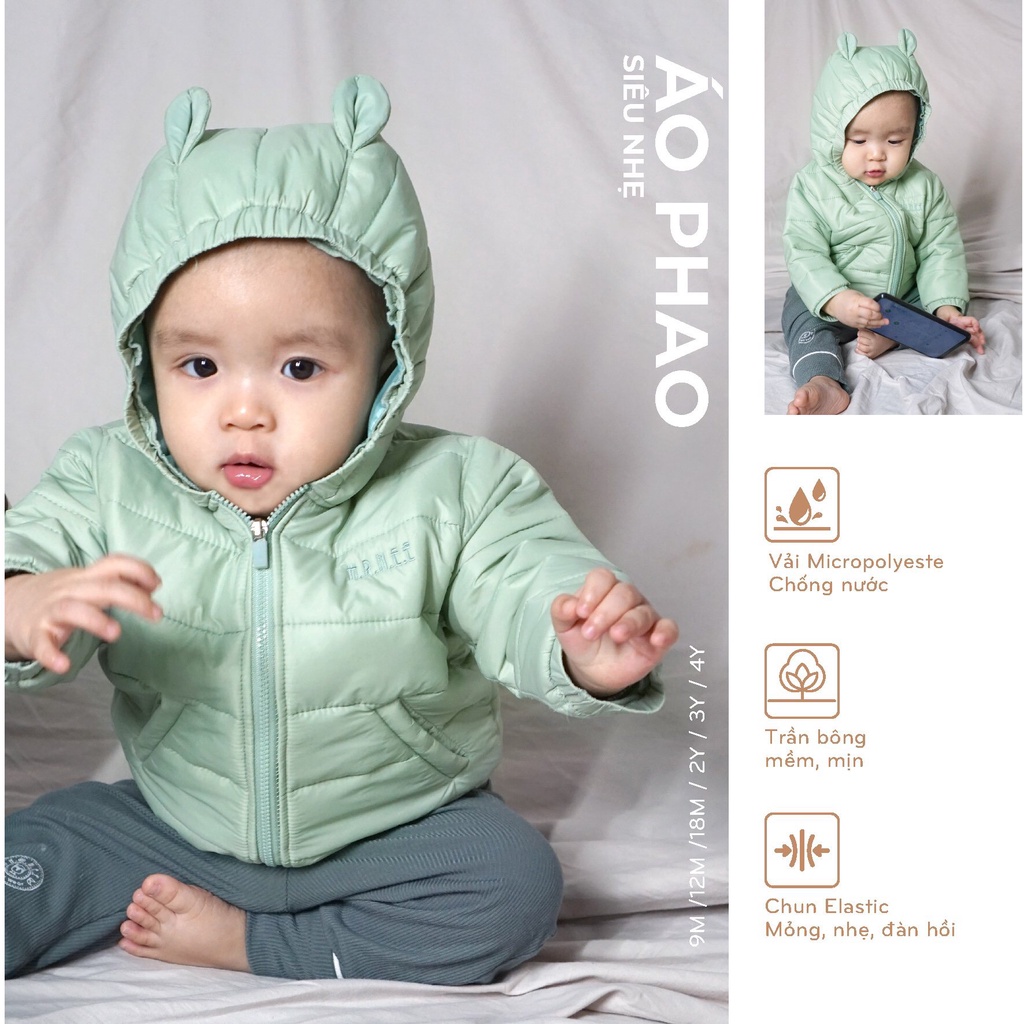 HRNEE Áo phao trần bông siêu nhẹ cho bé trai bé gái 9m đến 4y