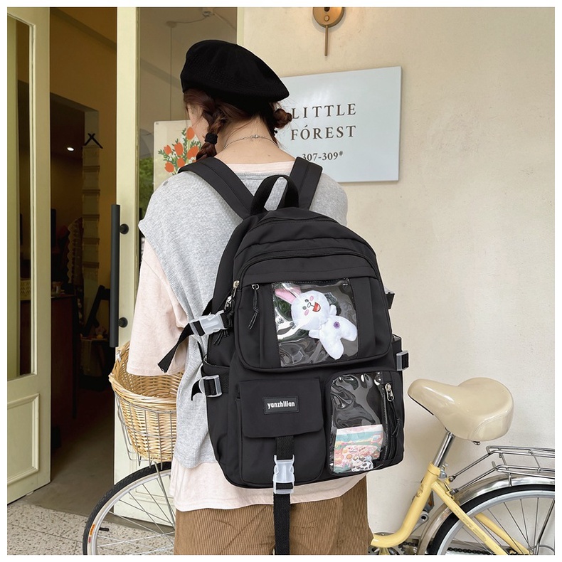 Balo học sinh ulzang kèm gấu trắng quảng châu