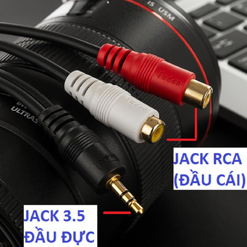 Cáp chuyển jack 3.5 ra 2 đầu hoa sen RCA dài 1.5M cao cấp JSJ