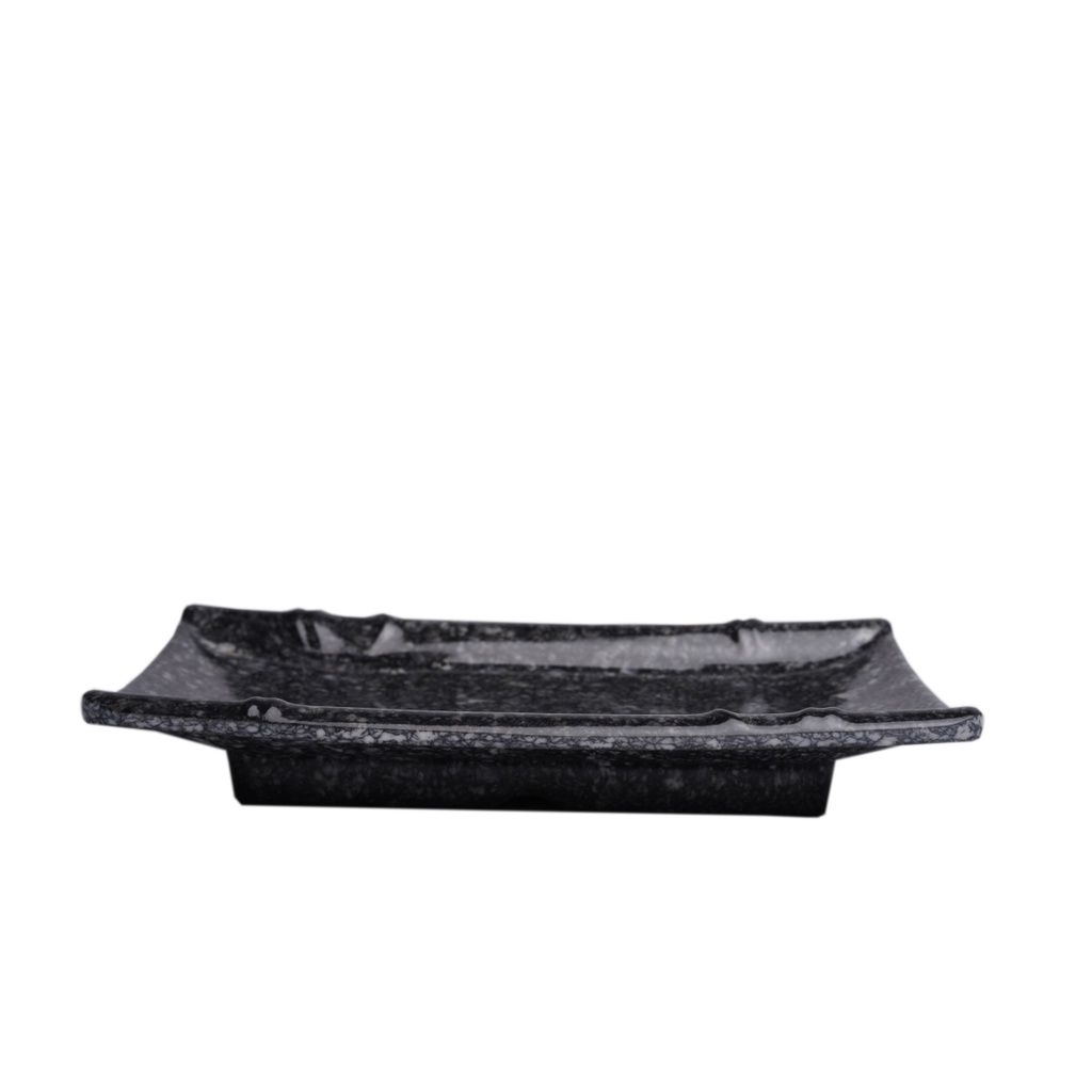 Dĩa chữ nhật màu vân đá đen nhựa melamine cao cấp đựng các món nướng, lẩu, thịt luộc